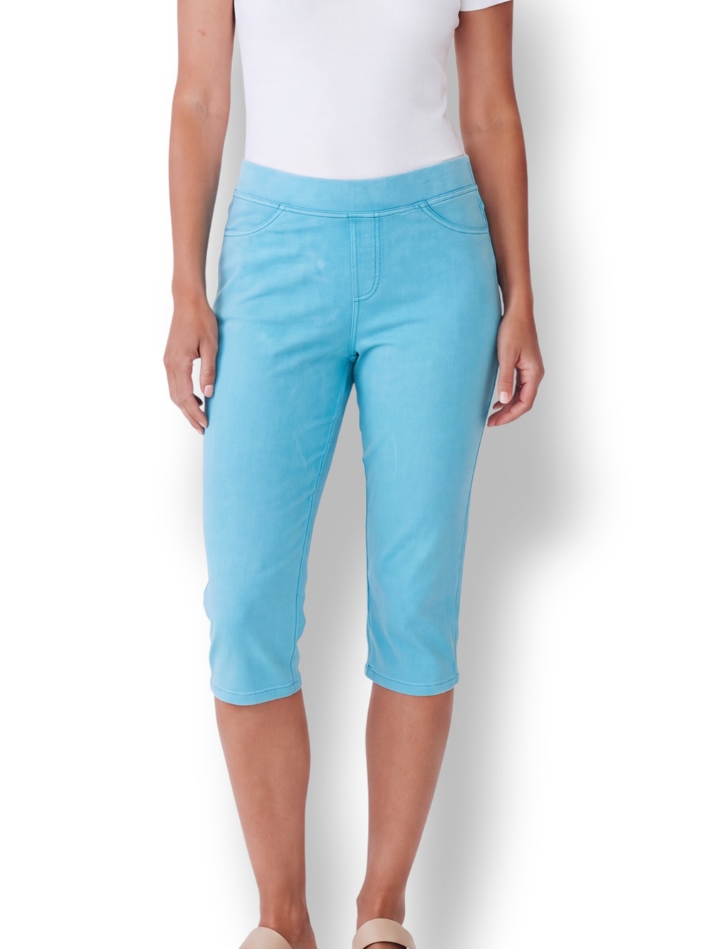 4/$20 Baccini Turquoise Pull-On Stretch Jegging Capri Pants Medium